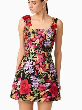 elliatt green darner dress Darner Strapless Mini Dress - Green Floral - S